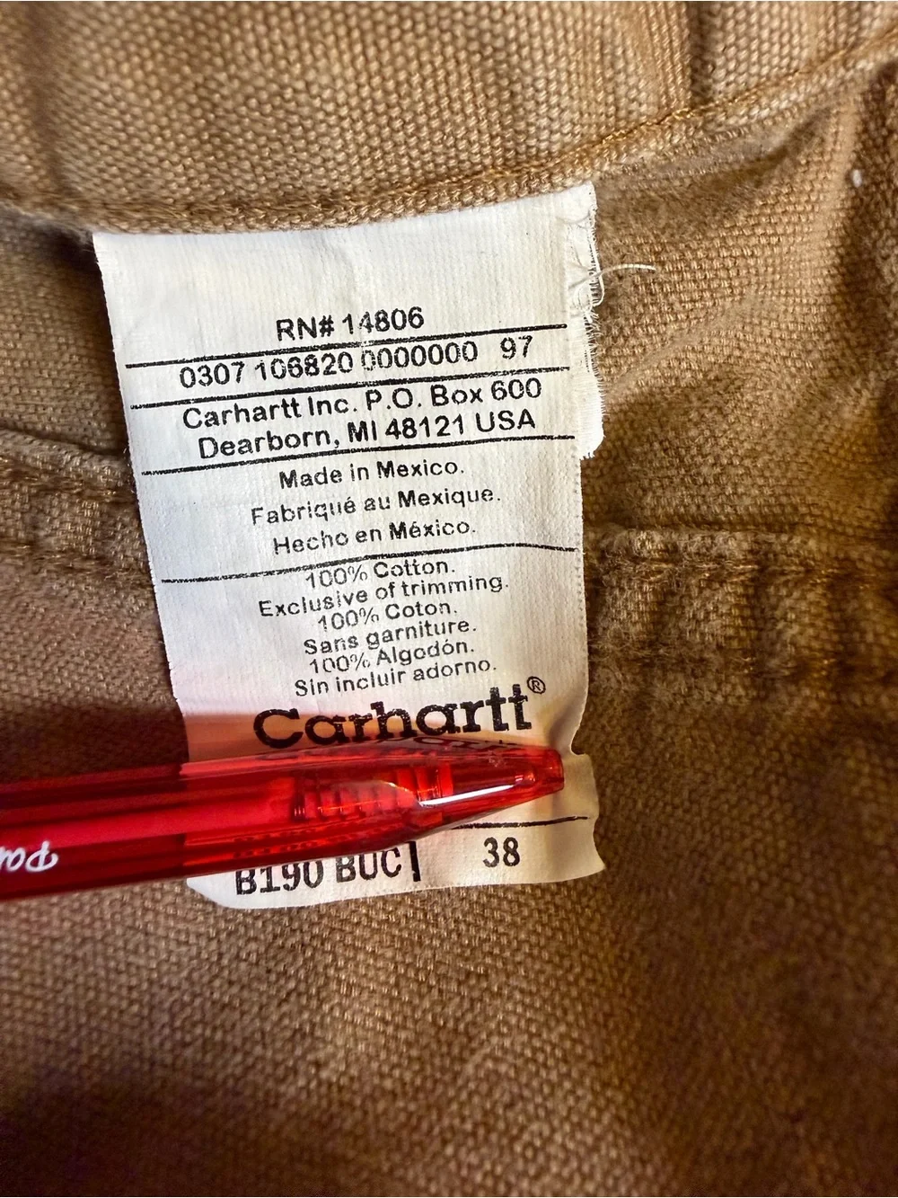 Carhartt Carpenter Shorts Men’s 38 Brown Duck Canvas Y2K 2007 Workwear